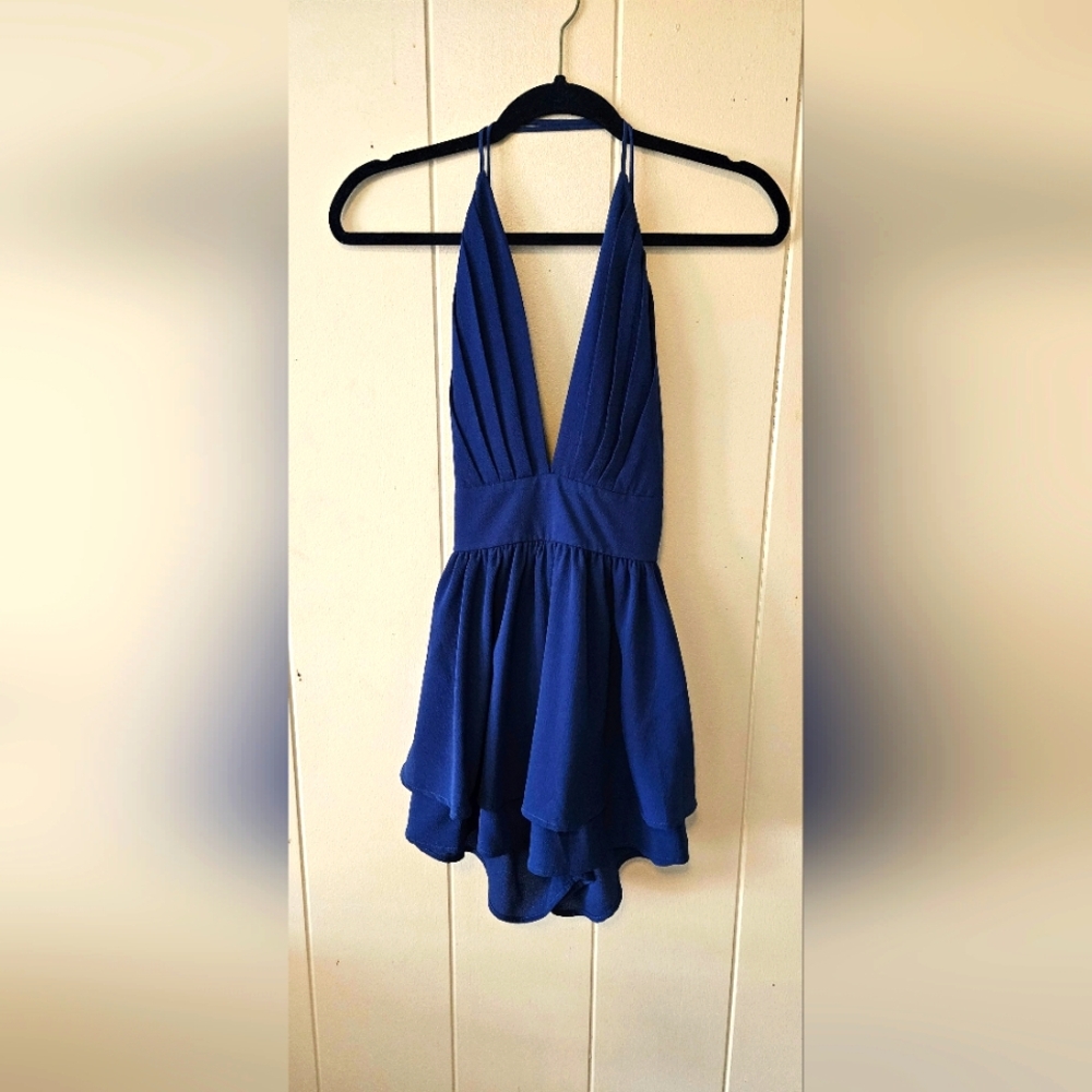 Lucy in the Sky Blue One Piece with Plunging V-Neckline